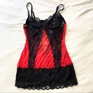 red and black lace lingerie top